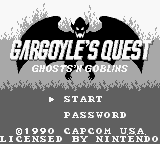 Gargoyle's Quest title screen for GameBoy